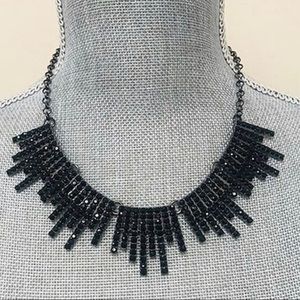 Jet Black Crystal Deco Statement Necklace,NWT-Boutique
